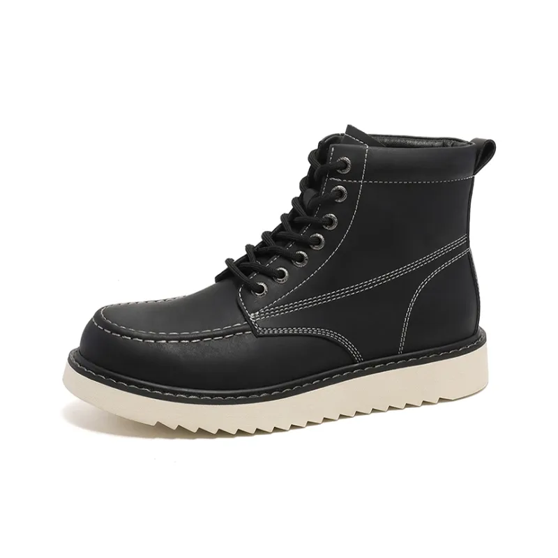 WEISHIBANGWEI Ankle Boots Medium Heel Men's Brown-3