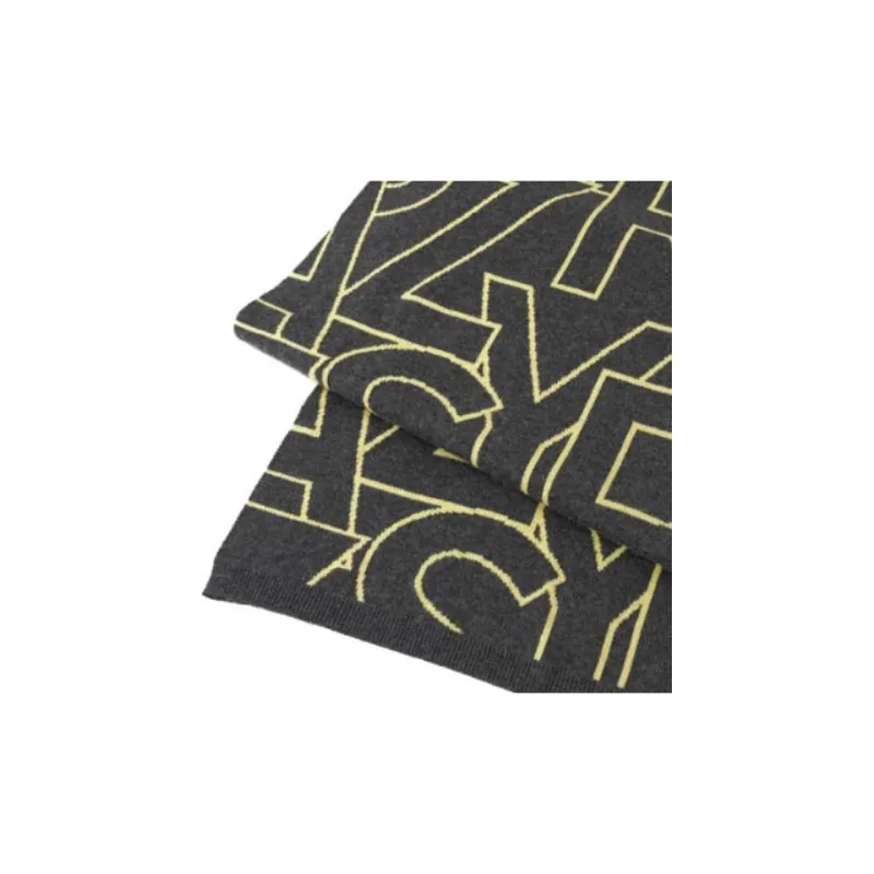 HAZZYS Cotton Knit Scarves Men's Dark Gray/Black-1