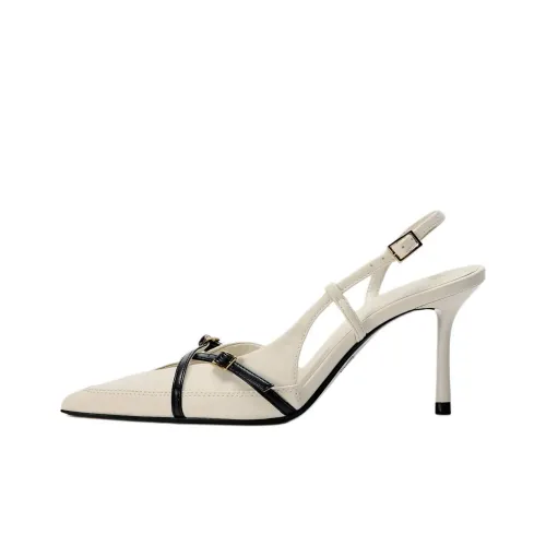 ZARA Slim Heel High Heels 8cm Women's White