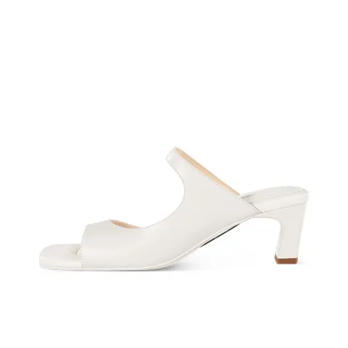 7or9 Vanilla Egg Tart Block Heel High Heels 5cm Women's Milk White