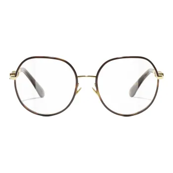 CHANEL Metal Alloy Round Eyeglass Frames Unisex Brown