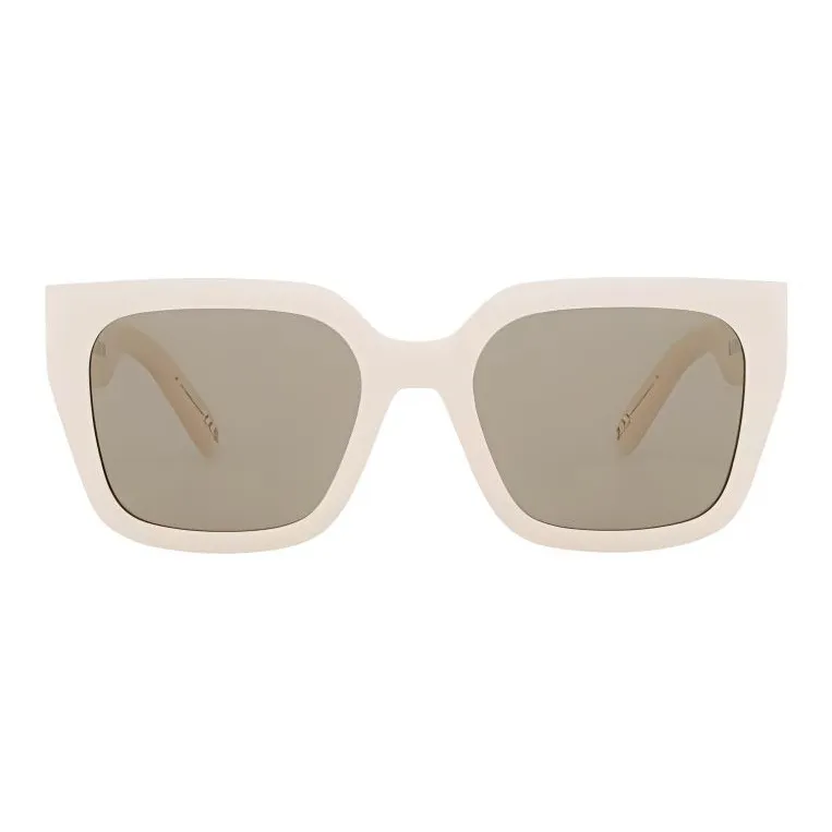 DIOR Plate Frame Metal Acetate Square Sunglasses Unisex Cream-1