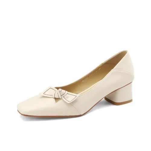 Naiyee Block Heel High Heels 5cm Women's Ecru