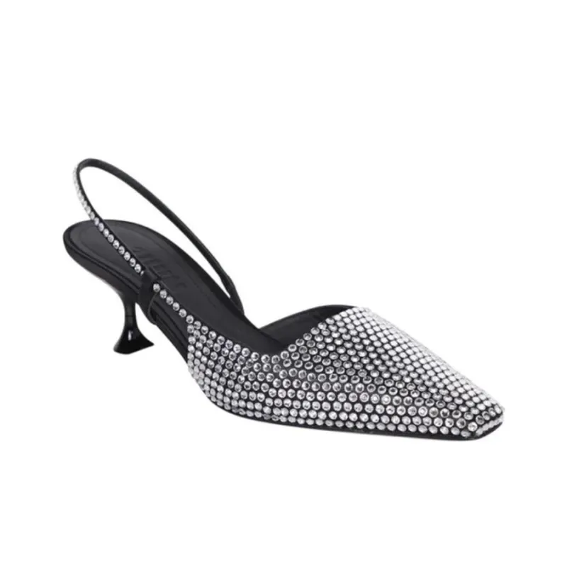 3JUIN Slim Heel High Heels 6.5cm Women's Black Silver-2
