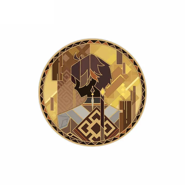 GenShin Hu Tao Nasiya Naville Furina Leosli Zhongli Linny Rainbow Invitation Collection Rotating Metal Genshin Badges-6