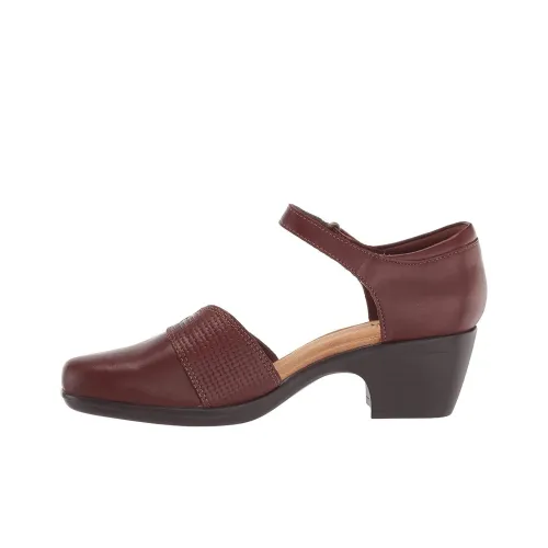Clarks Emily Rae Chunky Heel High Heels Women's Dark Brown