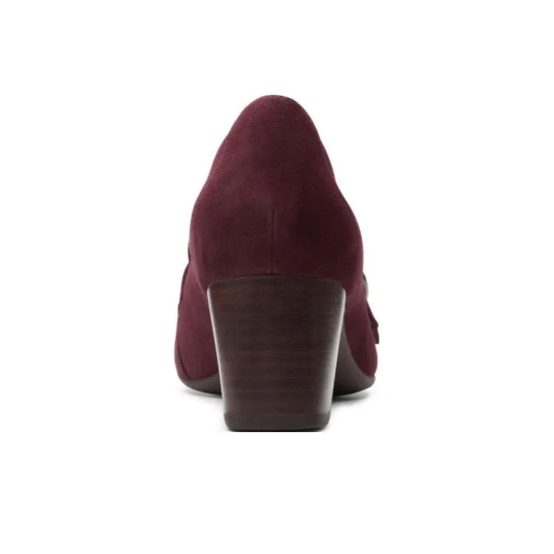 Clarks Chunky Heel High Heels 6cm Women's Burgundy-5