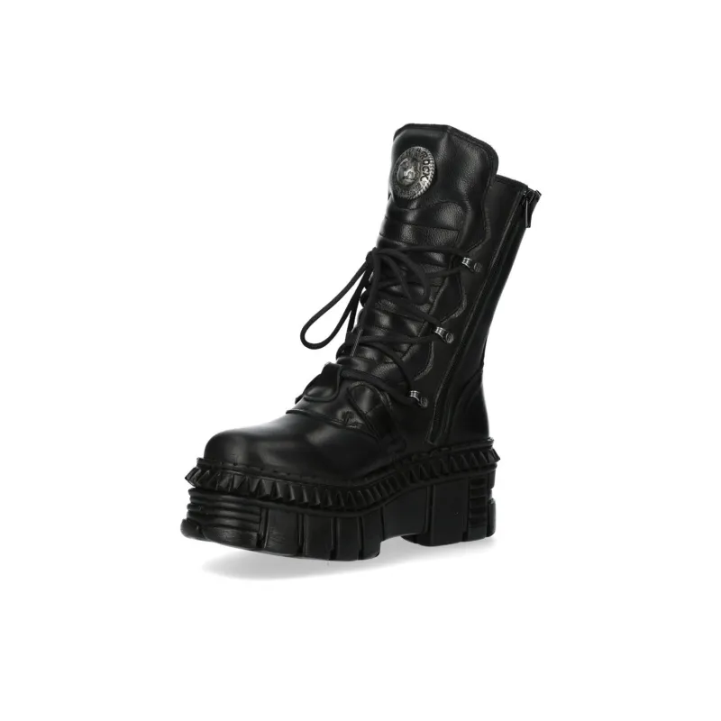NEW ROCK Ankle Boots 6cm Unisex Black-1