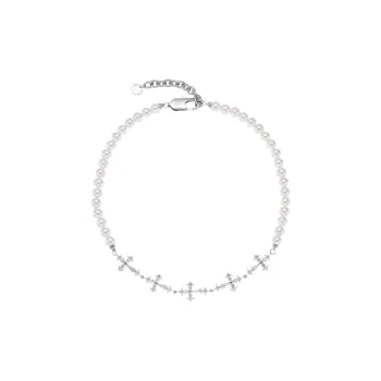 NothingButMini Pearl Agate Necklaces Unisex Gothic Urban Techwear Pure White/Black