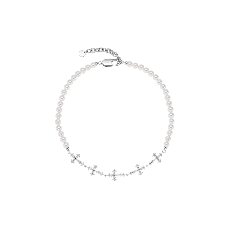 NothingButMini Pearl Agate Necklaces Unisex Gothic Urban Techwear Pure White/Black-0