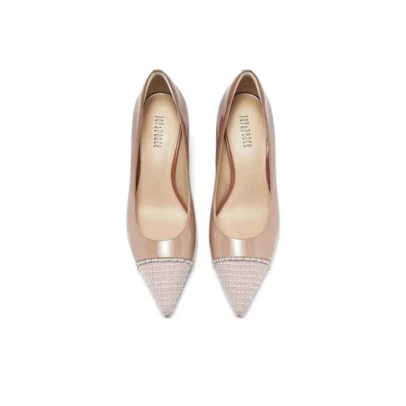 Joypeace Cherry Blossom White Chocolate Slim Heel High Heels 6cm Women's-7