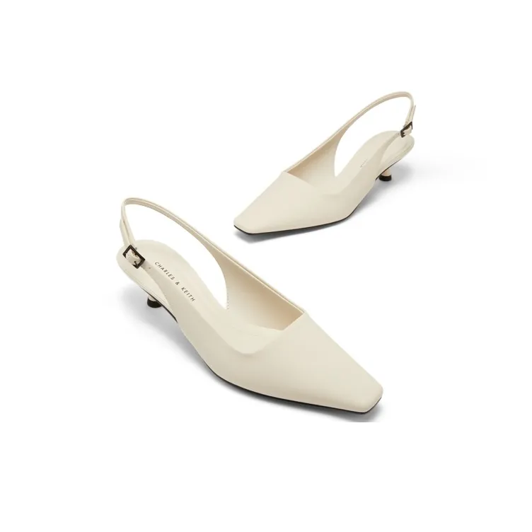 CHARLES&KEITH ITZY In The Same Series High Heels Women's Chalk White/Yellow/Black-2