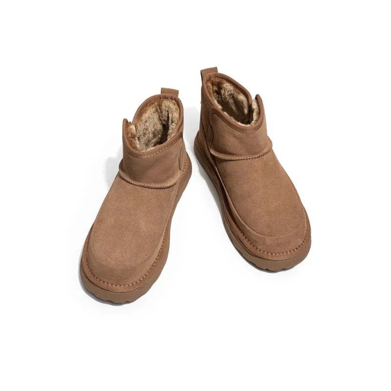 WEISHIBANGWEI Snow Boots Men Chestnut Brown/Black-2