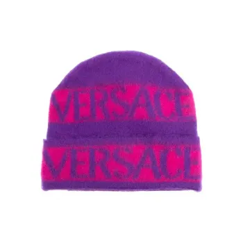 VERSACE Logo print Brushed effect Beanie