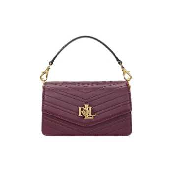 Polo Ralph Lauren Metal Logo Turn Lock Closure Leather Small Size Women's Grape Purple