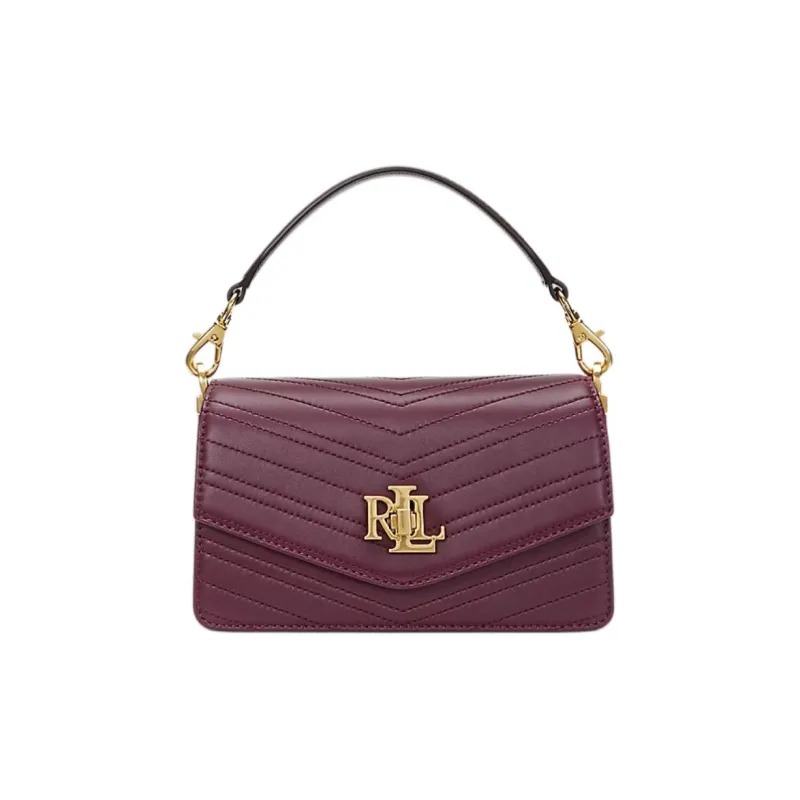 Polo Ralph Lauren Metal Logo Turn Lock Closure Leather Small Size Women's Grape Purple-0