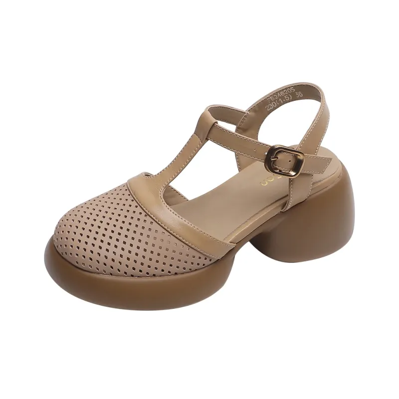 Mulinsen Rear Air Sandal Chunky Heel High Heels Approx. 6.5cm Women's-0