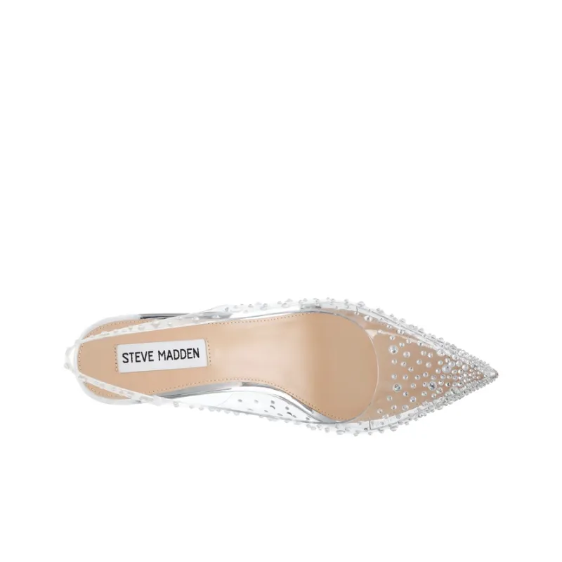 STEVE MADDEN Slim Heel Stylish Sandals Women's Silver-3