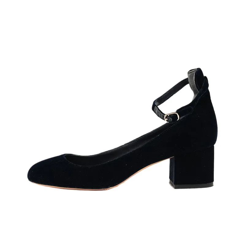 Sandro Chunky Heel High Heels Women's Dark Blue-0
