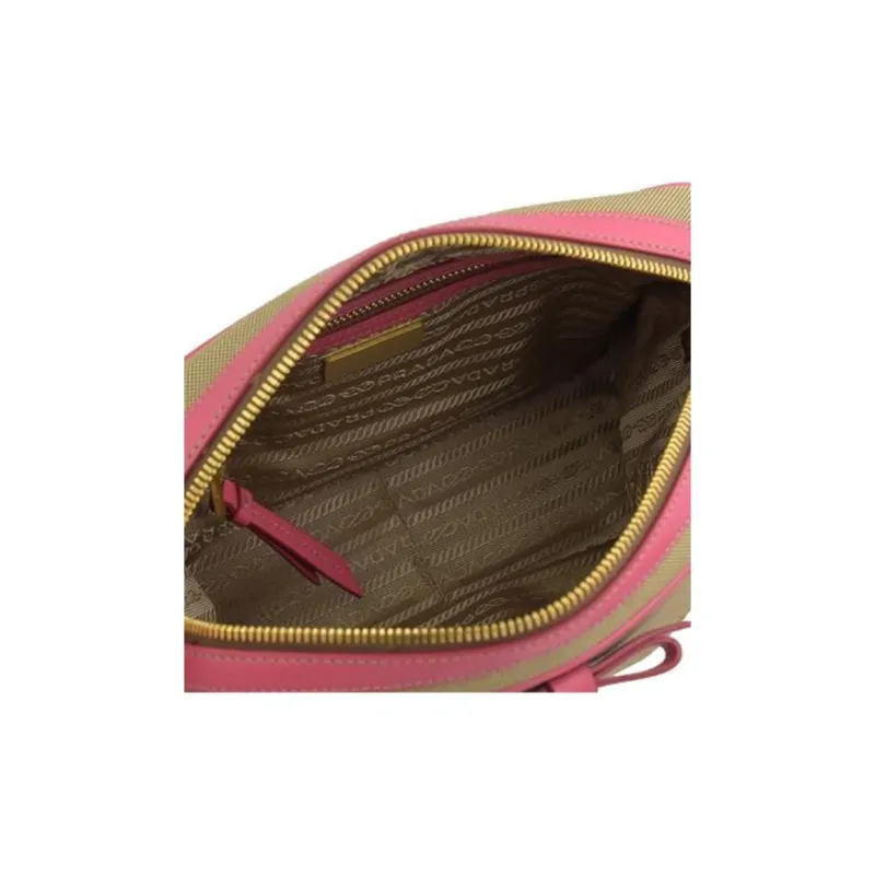 PRADA Canvas Bag, Crossbody Bag, Shoulder Bag Women's Brown/Pink-4
