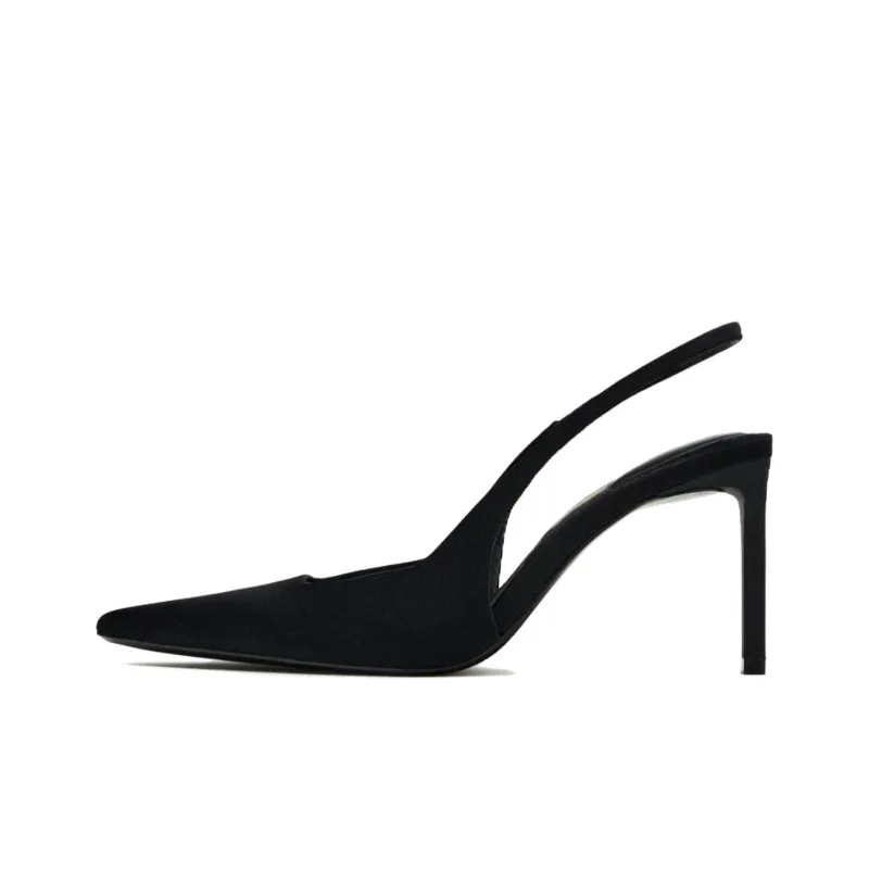 ZARA Slim Heel High Heels 9cm Women's Black-0