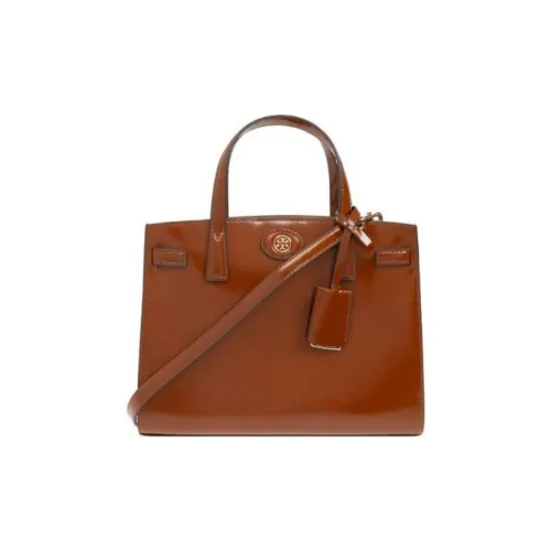 TORY BURCH Robinson Patent Leather One Shoulder Handbag Trumpets Women's Brown