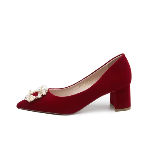 SANTA BARBARA POLO & RACQUET CLUB Chunky Heel High Heels 3cm Women's Red