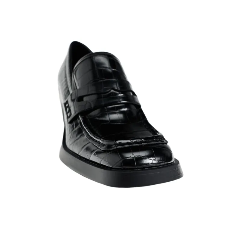 ZARA Chunky Heel High Heels 8cm Women's Black-3