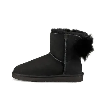 UGG Fluff Bow Mini Fleece Lined Black Women's