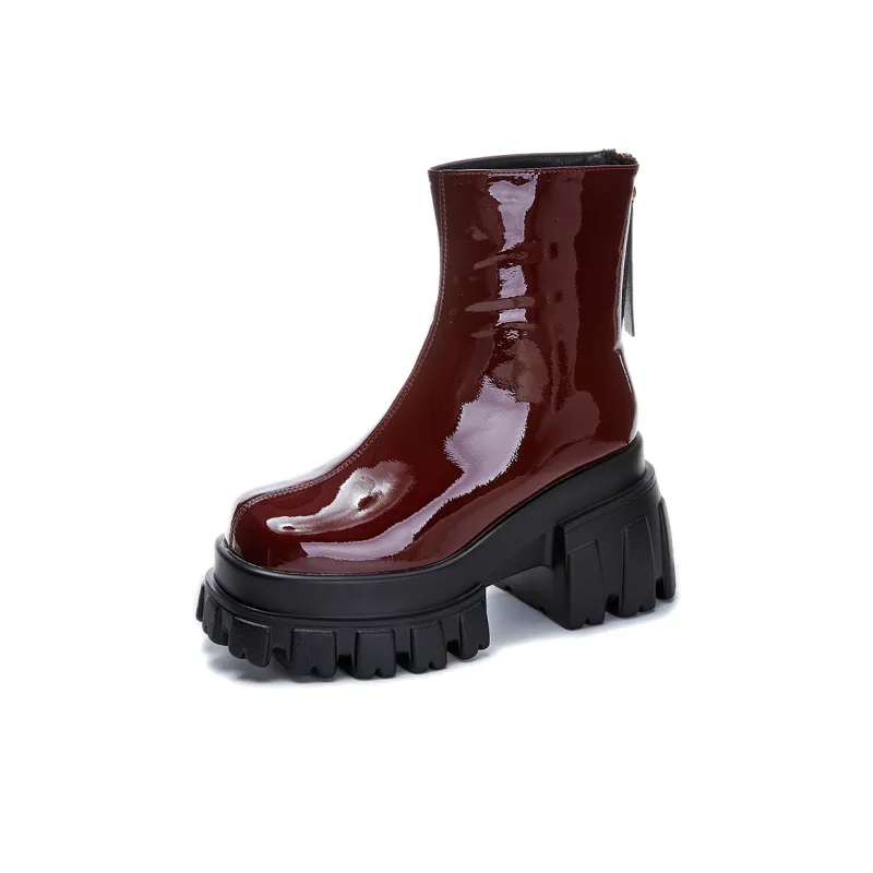 POOQ Ankle Boots Women's Beige/Black/Burgundy-6
