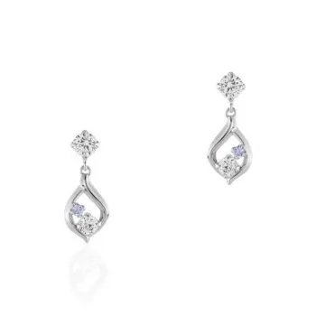 Canal 4℃ K10 White Gold Rhodium Tanzanite Cubic Zirconia Earrings Women's Silver