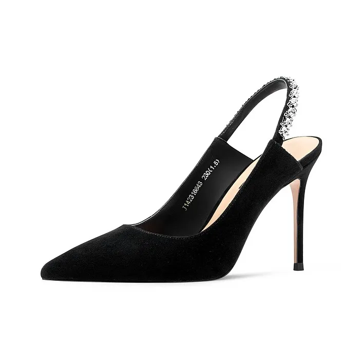 JOOC Slim Heel High Heels 7cm Women's Black-1