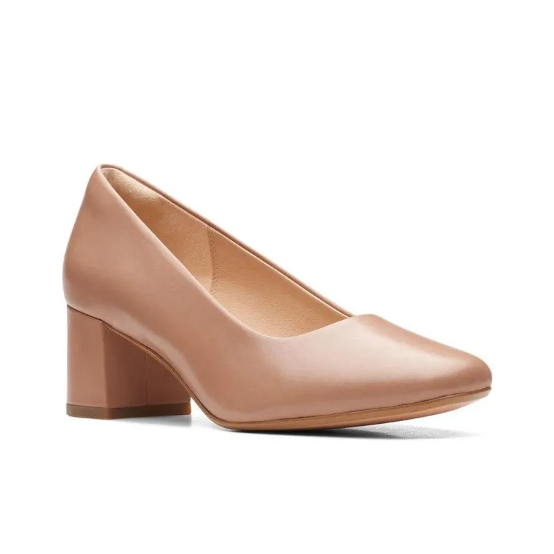 Clarks Chunky Heel High Heels 5.5cm Women's Flesh Pink-3