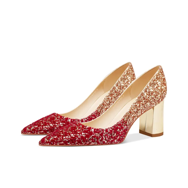 MEIAI High Heels Women's Red-6