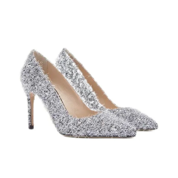 Sandro Slim Heel High Heels Women's Silver-3
