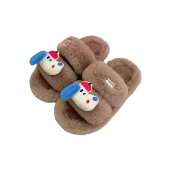 SHIGUDE Cotton Slippers Women's Brown