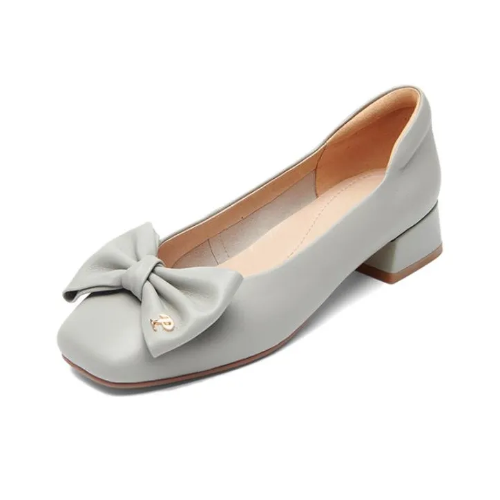 PT'SON Chunky Heel High Heels Heel Height 3.3cm Women's-6