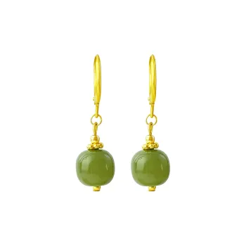 COISE Hetian Jade Earrings Pale Greenish White Jade Women's