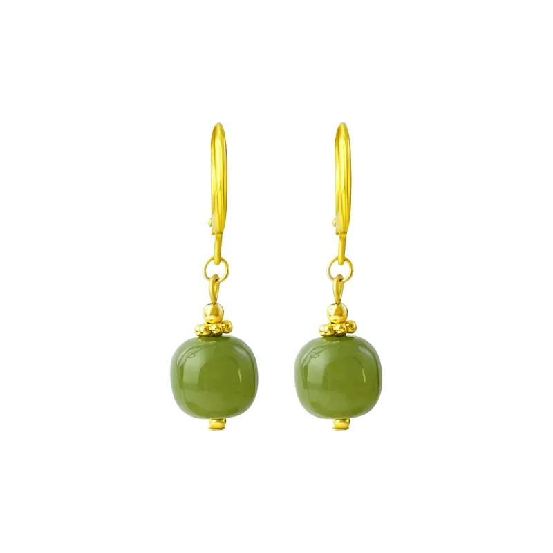 COISE Hetian Jade Earrings Pale Greenish White Jade Women's-0