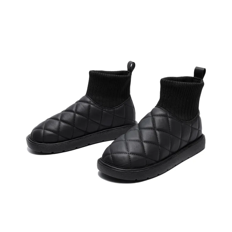 EBLAN Warm Ankle-Length Snow Boots Women's Black-3