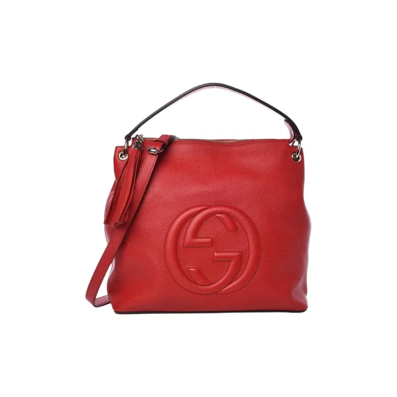 GUCCI Soho Leather One Shoulder Handbags Women's Red-0