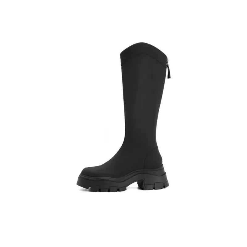 BELLE Knee-high Boots 6cm Women's Green Apricot Black-0