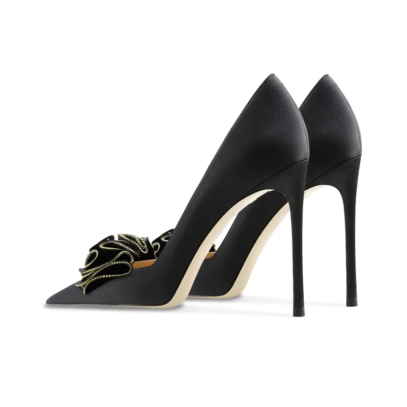Ganxiaojie Slim Heel High Heels Women's Black-2