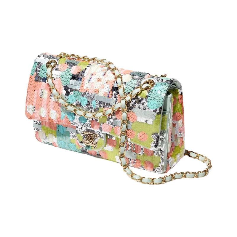 CHANEL Classic Flap CF Satin Shoulder Bag, Crossbody Bag Women's Multicolor-1