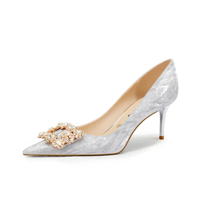 PJJUU High Heels Women's Gold/Silver-5