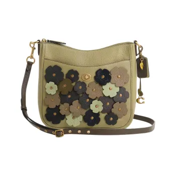 COACH Chaise Polished Pebbled Leather Crossbody Bag Shoulder Bag Large Size Women's Moss