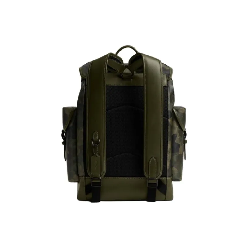 COACH Hitch Artificial Leather With Cow Leather Backpack Large Size Men's Camouflage-2