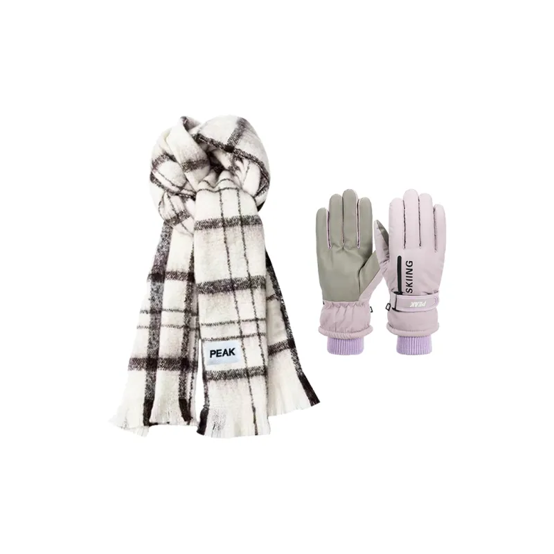 PEAK Mohair Knit Scarves Unisex Black White Plaid-7