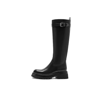 Staccato Knee high Boots 5cm Women's Cool And Stylish Black