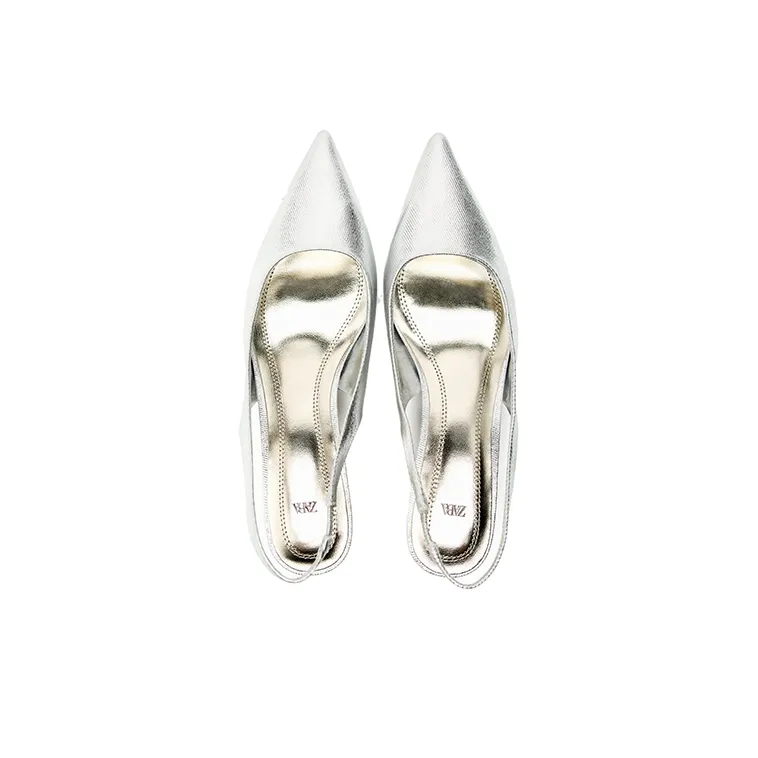 ZARA Slim Heel High Heels Women's Silver-4